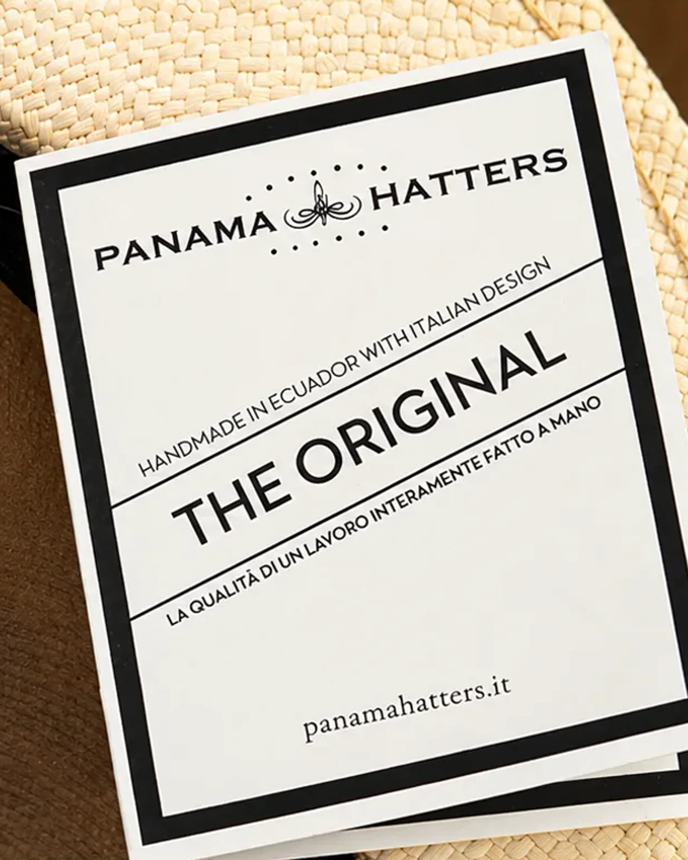 The Original PanamaHatters hang tag on the hat