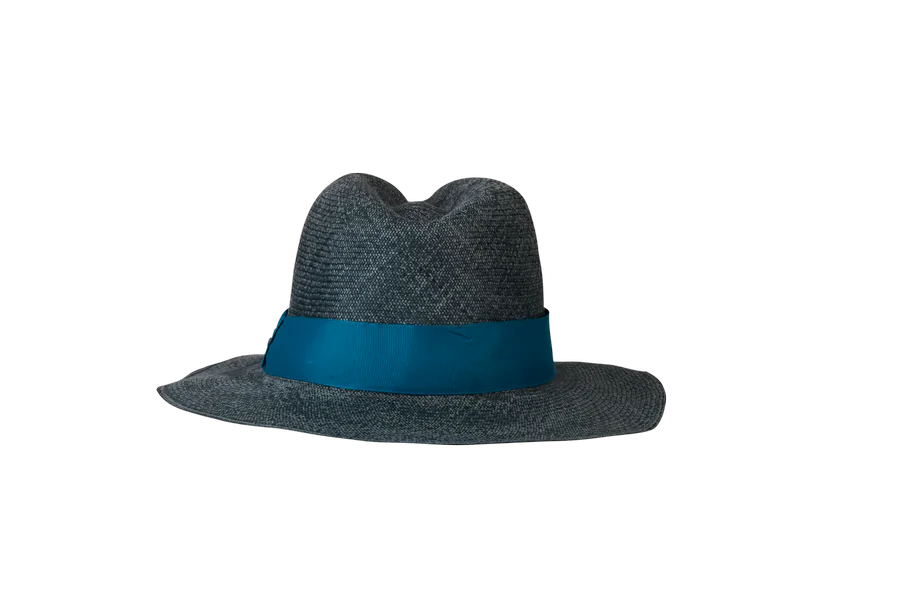 Cappello in feltro grigio con nastro blu - 3
