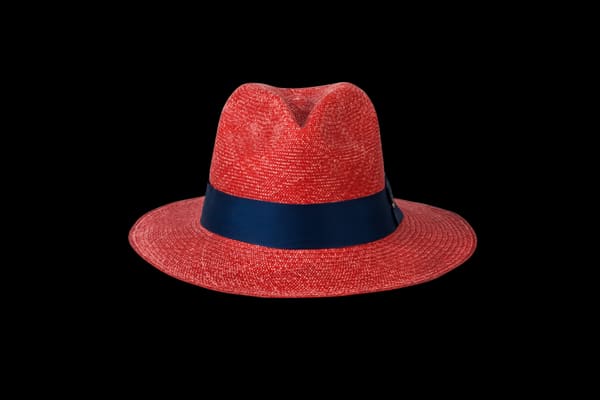 Classico Stone Washed in Paglia Rossa con Nastro Blu