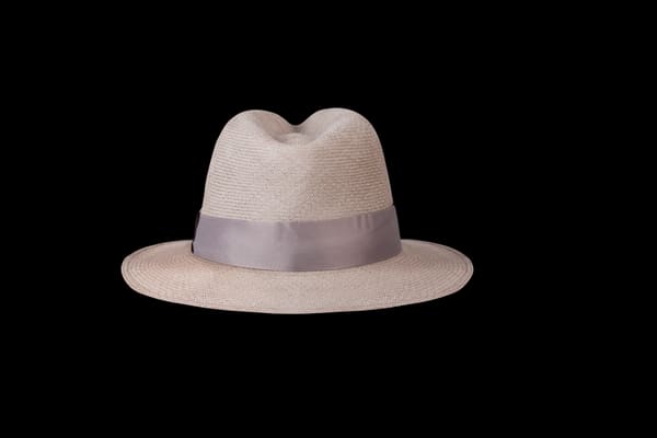 Cappello Fedora in Paglia con Nastro Grigio